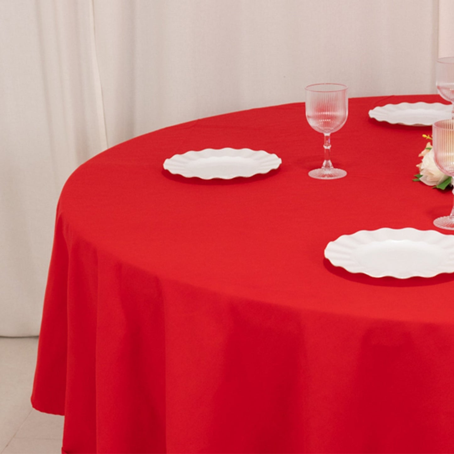 Cotton Blend 90" Round Tablecloth Red - Wrinkle-Resistant Table Cover