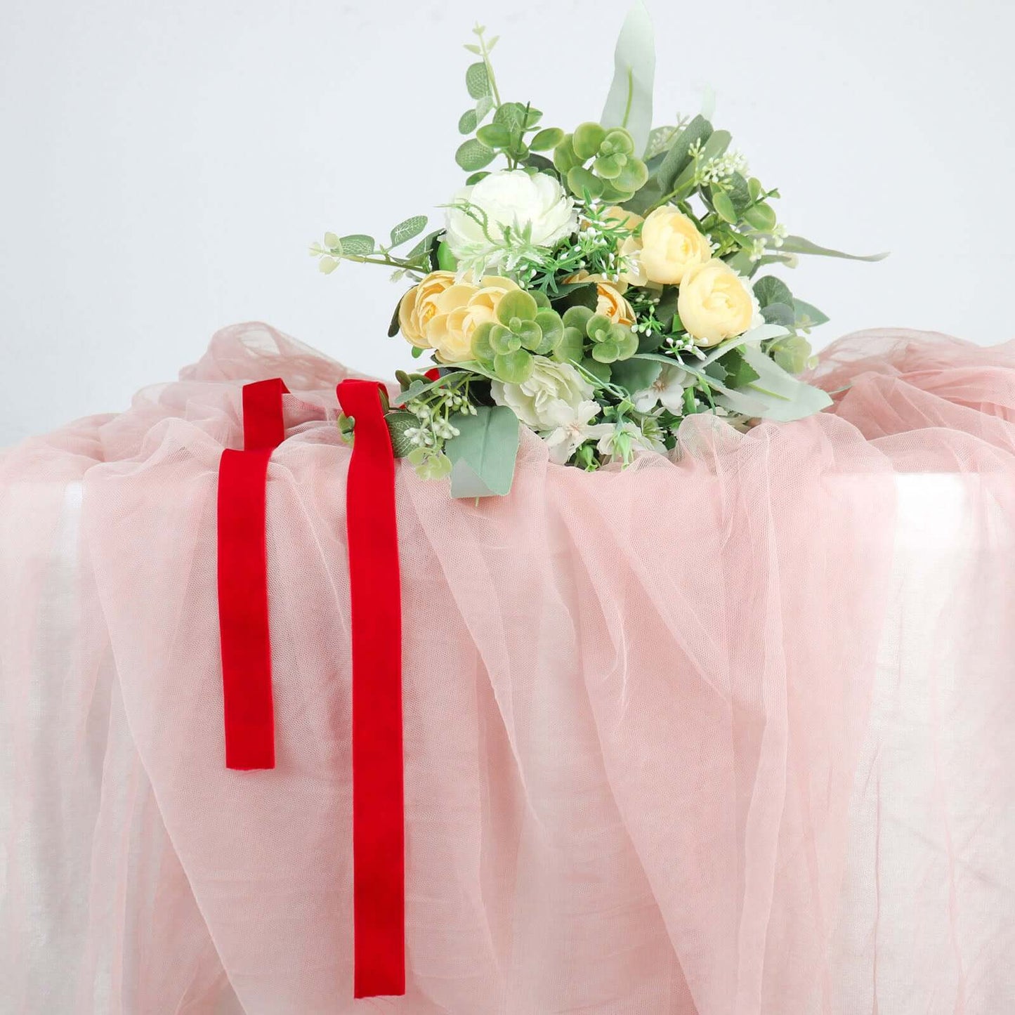 10 Yards Red 1" Velvet Single Faced Ribbon Spool, DIY Craft Supplies, Velvet and Nylon Ribbon Roll