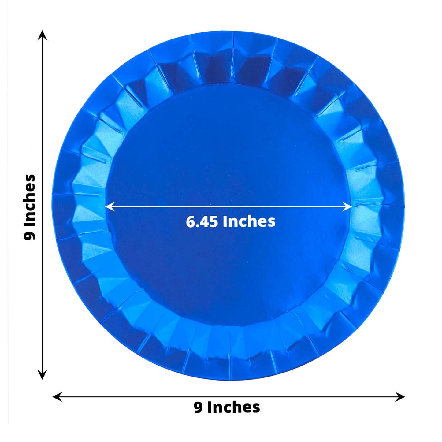 25-Pack Paper 9" Round Dinner Plates in Royal Blue with Geometric Prism Rim - Disposable 400GSM Party Plates