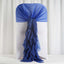1 Set Chiffon Hoods Chair Sashes with Willow Ruffles Design Royal Blue - Stylish Chair Bow Decor