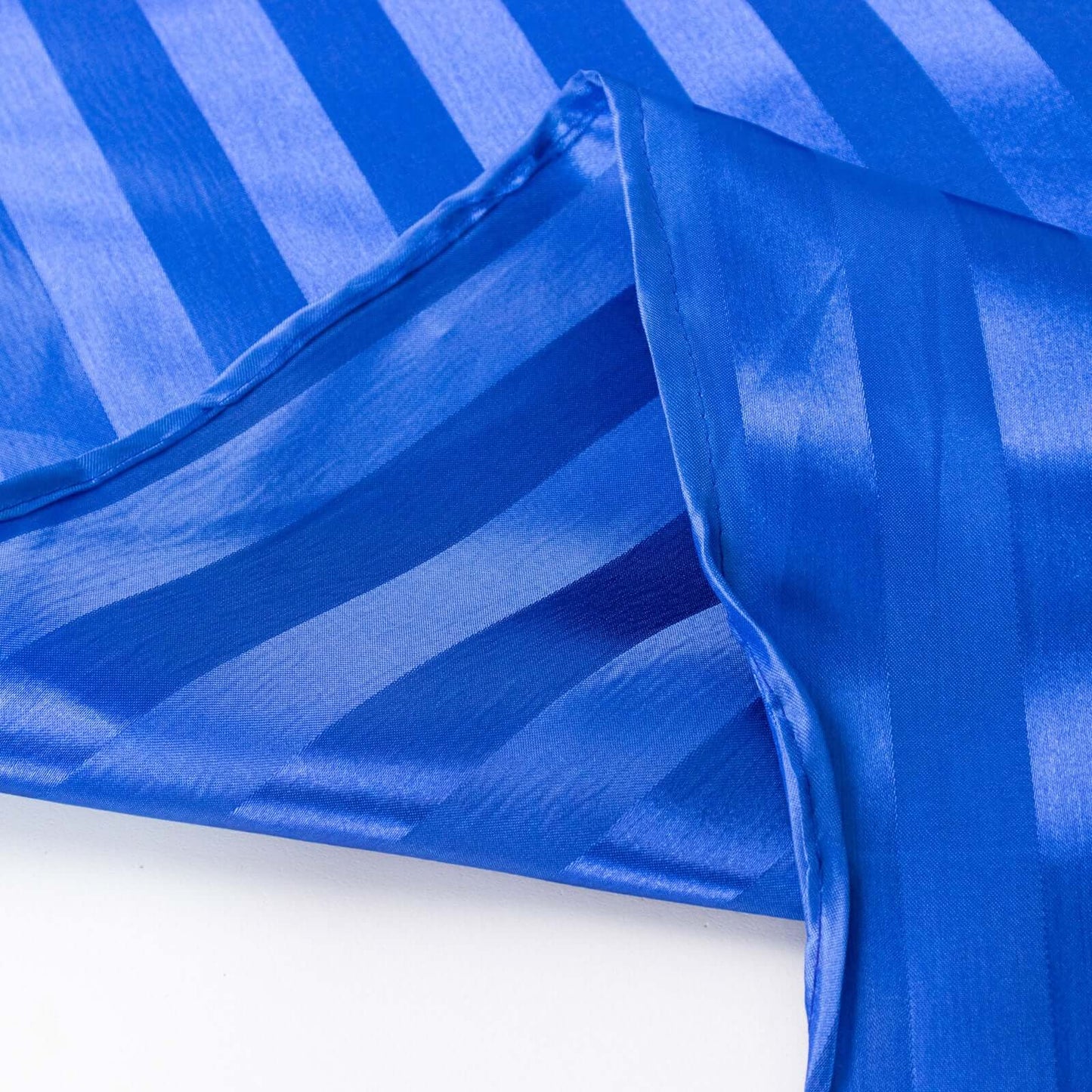 Satin Striped 120" Round Tablecloth Royal Blue - Silky Smooth Seamless Table Cover