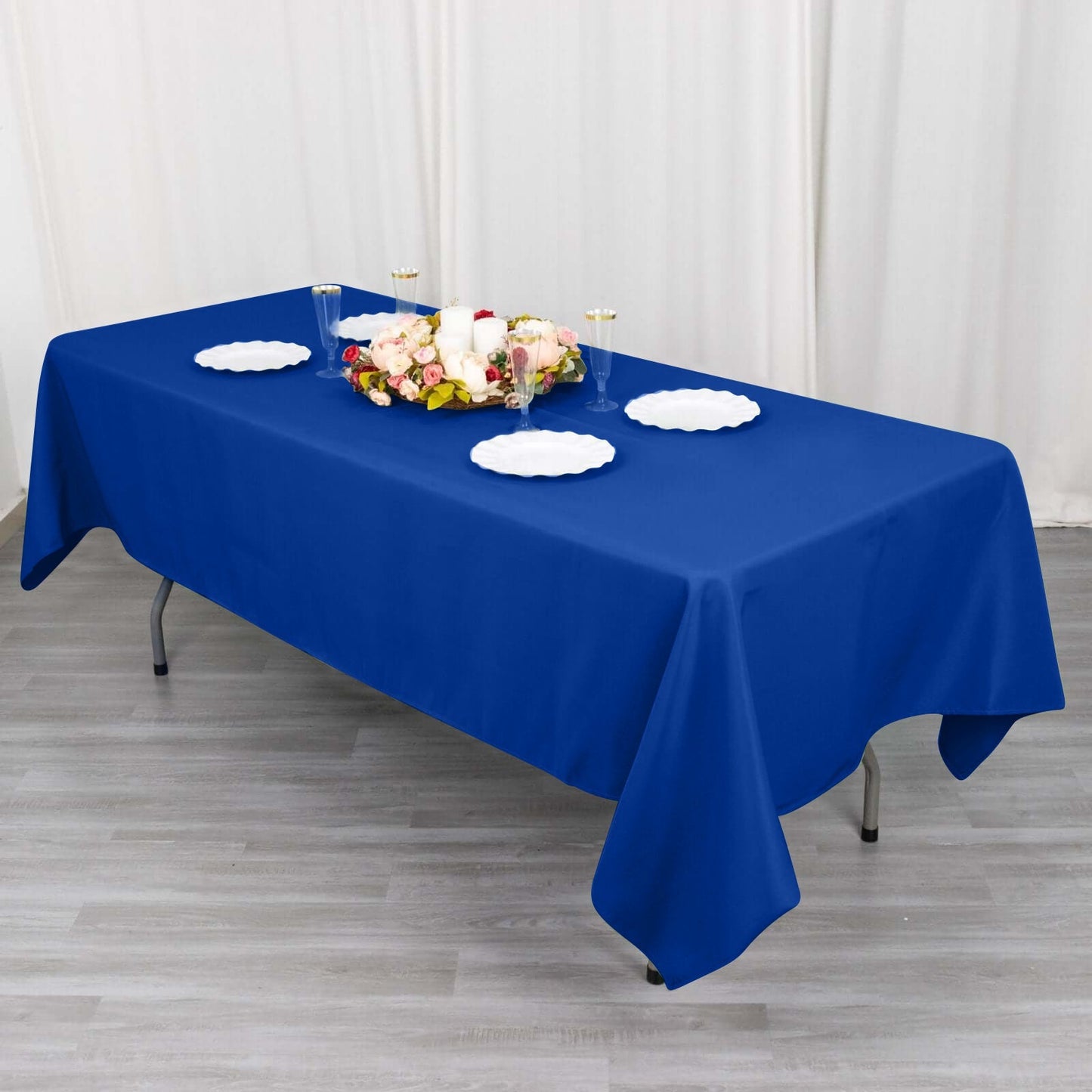 Cotton Blend 60"x102" Rectangle Tablecloth Royal Blue - Wrinkle-Resistant Table Cover