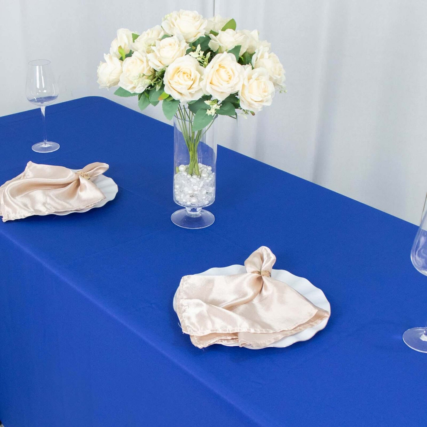 Premium Polyester 90"x156" Rectangle Tablecloth Royal Blue - Seamless 220GSM Stain-Resistant Table Cover