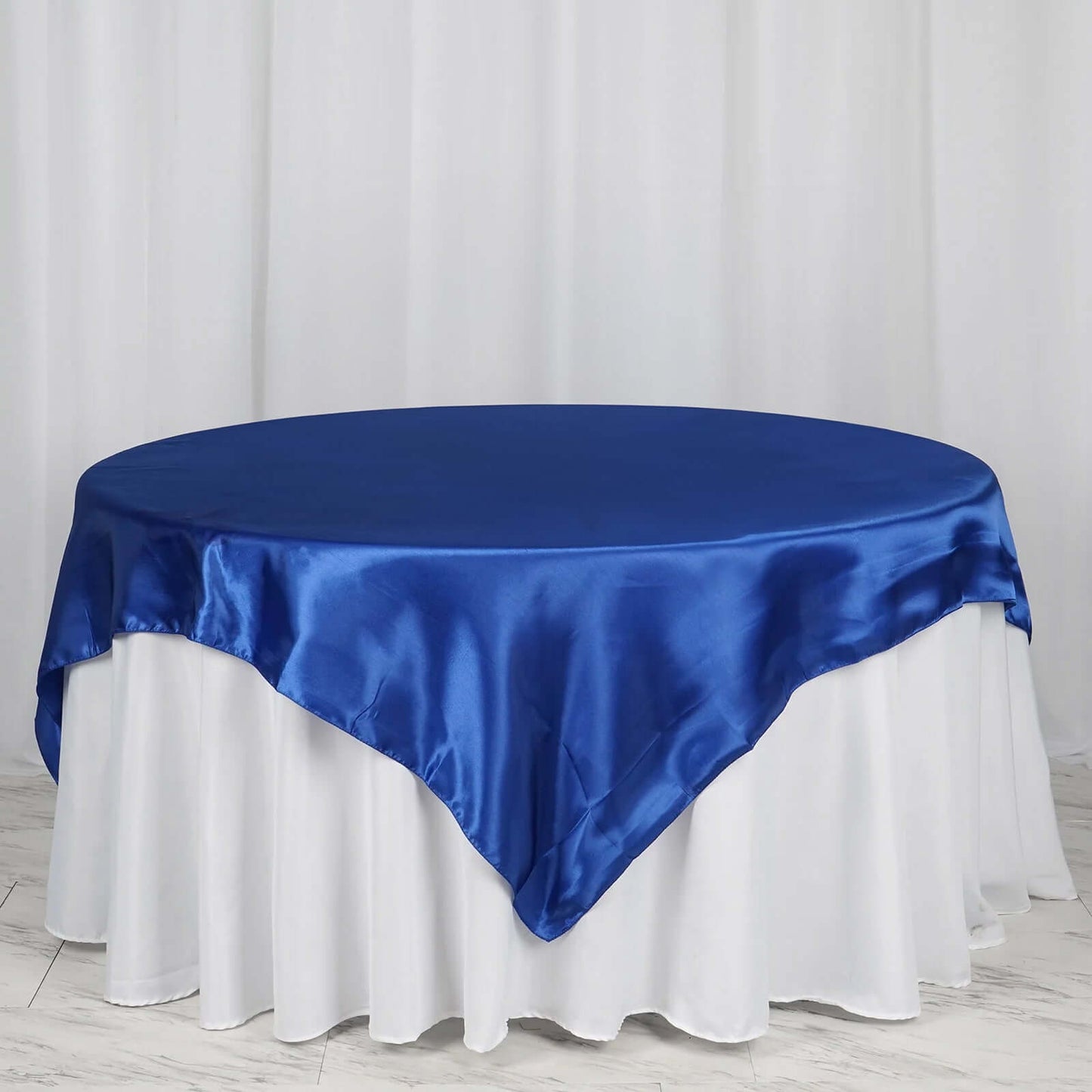 Satin 72"x72" Table Overlay Square Tablecloth Royal Blue - Smooth Finish Table Cover