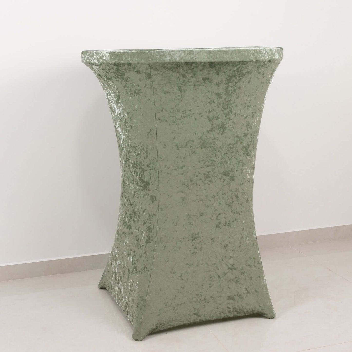 Crushed Velvet Spandex 30" Round Cocktail Table Cover Sage Green Smooth Highboy Tablecloth