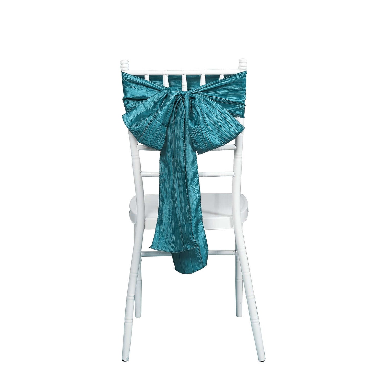 5 Pack Taffeta 6"x106" Chair Sashes Teal Accordion Crinkle Texture - Stylish Decor for Weddings & Gatherings
