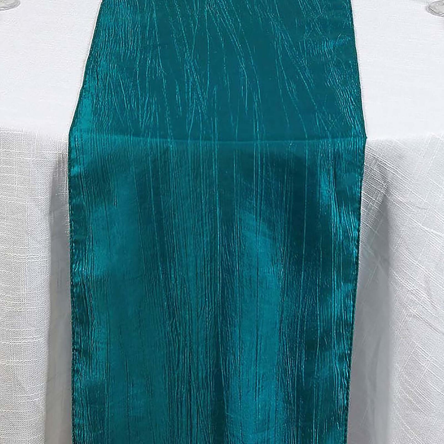 Taffeta 12"x108" Table Runner Teal - Accordion Crinkle Design