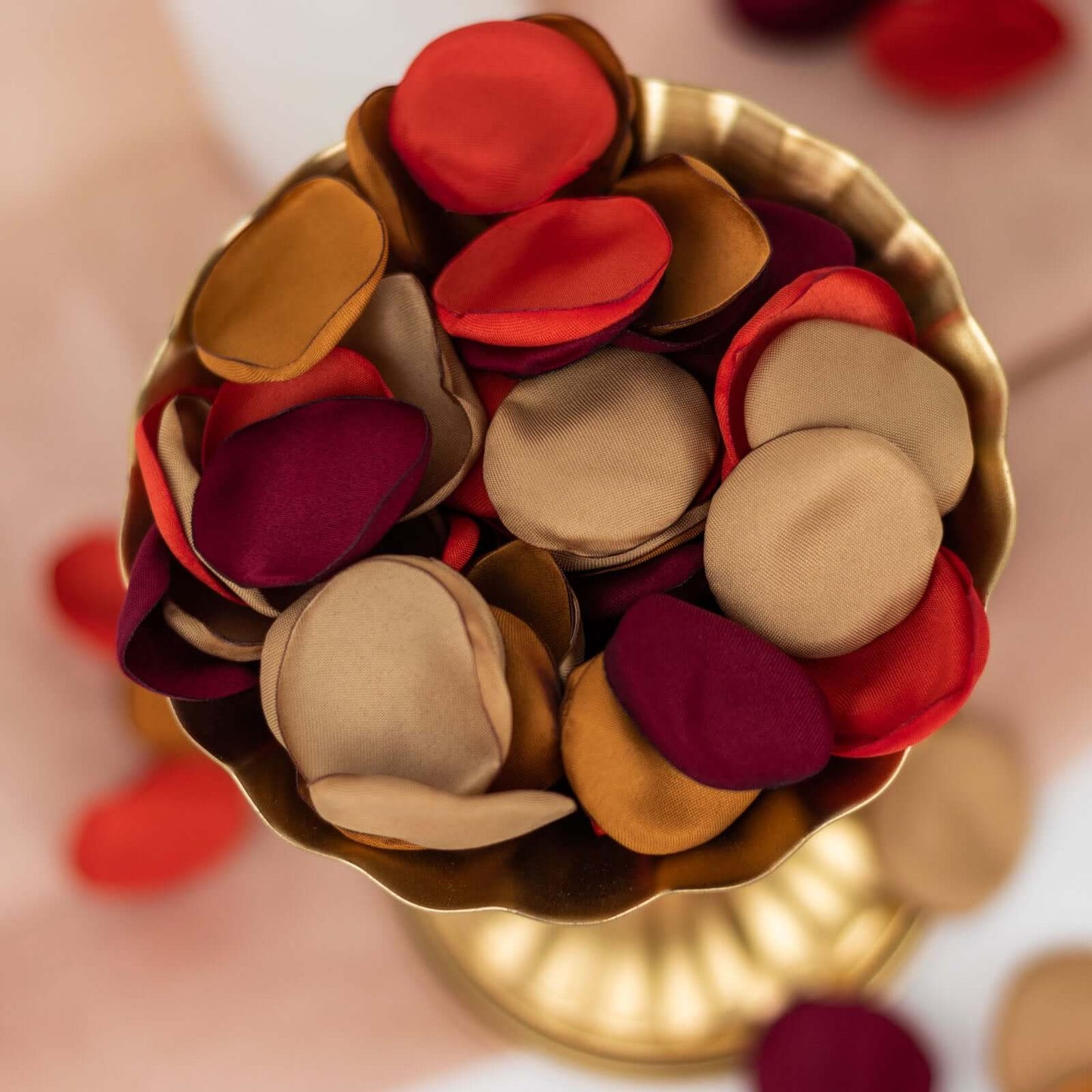 400-Pack Rose Petals Life-Like Flower Confetti Terracotta Mix Matte Silk Round - Decorative Event Table Scatters 2"