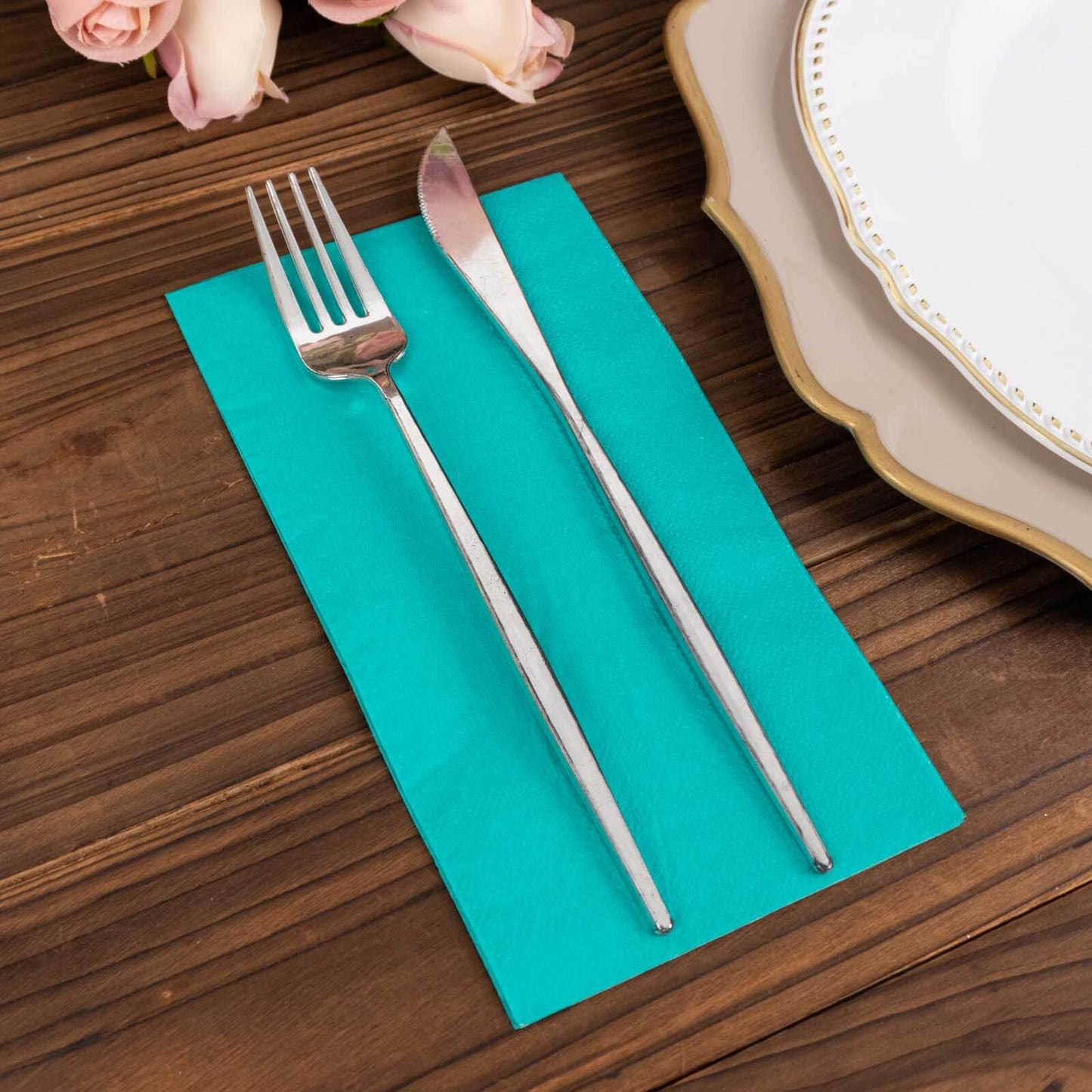 50-Pack Paper Napkins Turquoise - Soft Disposable 2-Ply Dinner Napkins for Weddings