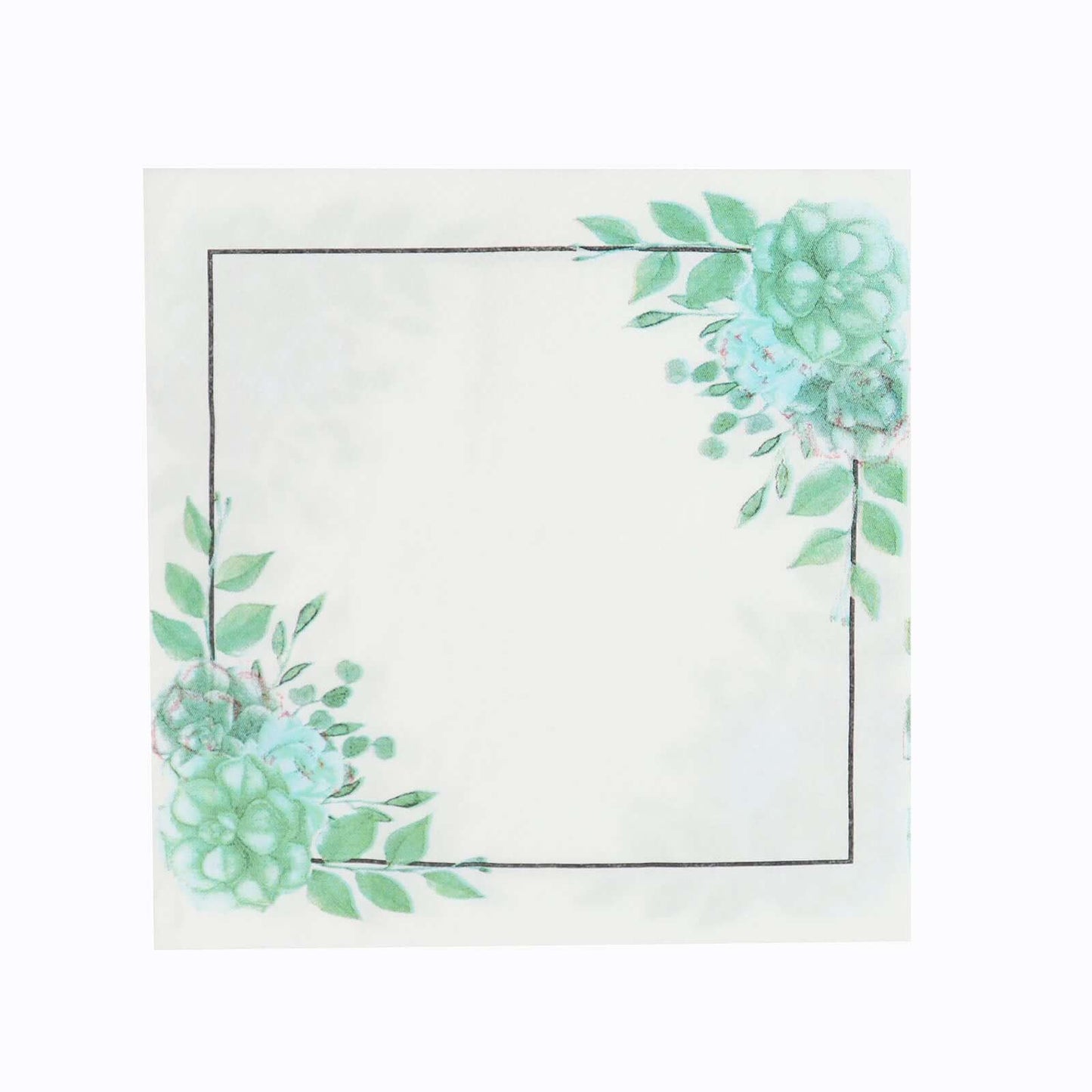 20-Pack Paper Dinner Napkins with Floral Design White/Green - Disposable 2 Ply Beverage Napkins 6.5"x6.5"