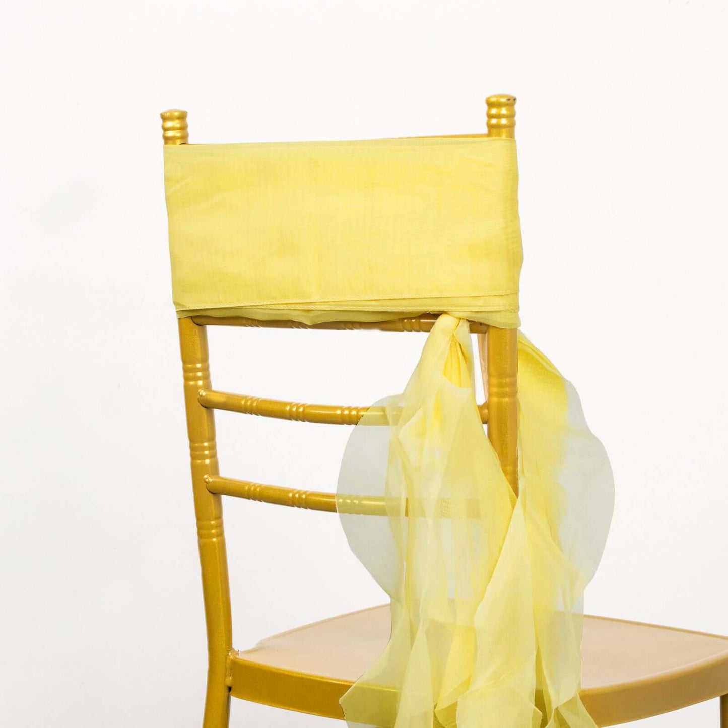 Chiffon Chair Sash with Curly Design Yellow - Stylish Chair Decorations