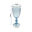 24-Pack Plastic Wine Glasses 10oz â€“ Transparent Dusty Blue Vintage Goblets with Retro Embossed Design, Elegant Drinkware - 7" Tall