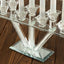 Crystal Glass Candelabra, 7-Branch Taper Candle Stick Holder Stand Table Centerpiece With Crystal Filler and Mirror Base 12"