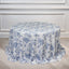 Polyester 132" Round Tablecloth White - Blue French Toile Pattern for Chic Weddings