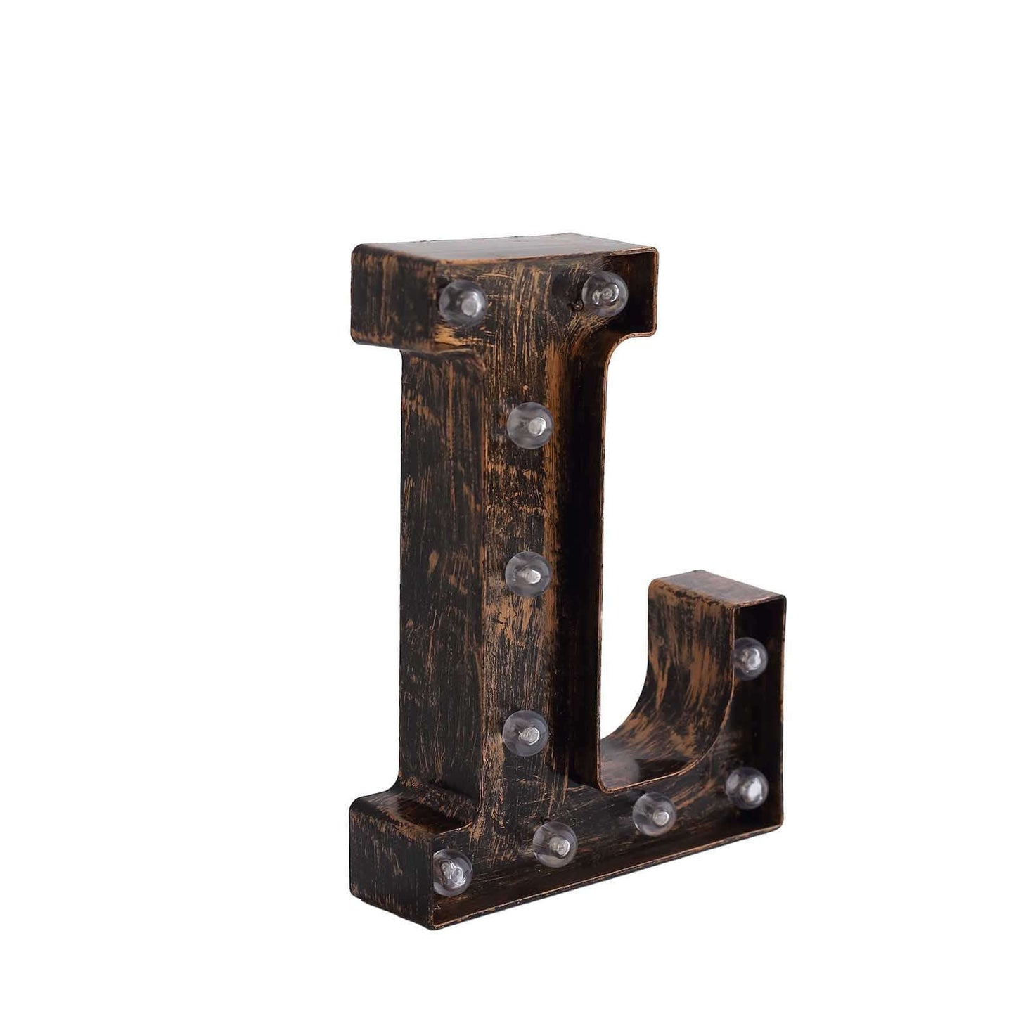 LED Marquee Letter "L" Industrial Style Antique Black - Light-Up Alphabet Sign for Weddings & Displays 9"