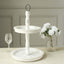2-Tier Wooden Serving Tray Stand Rustic Whitewashed Design - Farmhouse Style Cupcake Display 20"