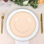 10-Pack Plastic 10" Dinner Plates in Nude with Gold Scalloped Rim - Disposable Large Party Plates