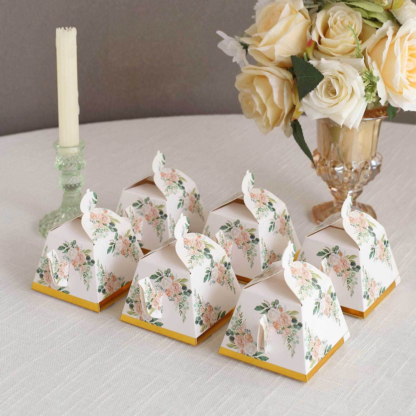 25 Pack Pink Peony Floral Mini Teapot Party Favor Boxes with Gold Edge, Tea Time Gift Boxes - 5"x4"