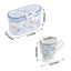 White Blue French Toile Bridal Shower Gift Set, 2 Pack Porcelain Tea Cups With Matching Keepsake Gift Box and Satin Ribbon Handle