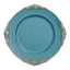 6-Pack Acrylic Round Charger Plates 13" in Peacock Teal with Gold Embossed Baroque Rim, Antique Decorative Dinner Party Charger Tableware