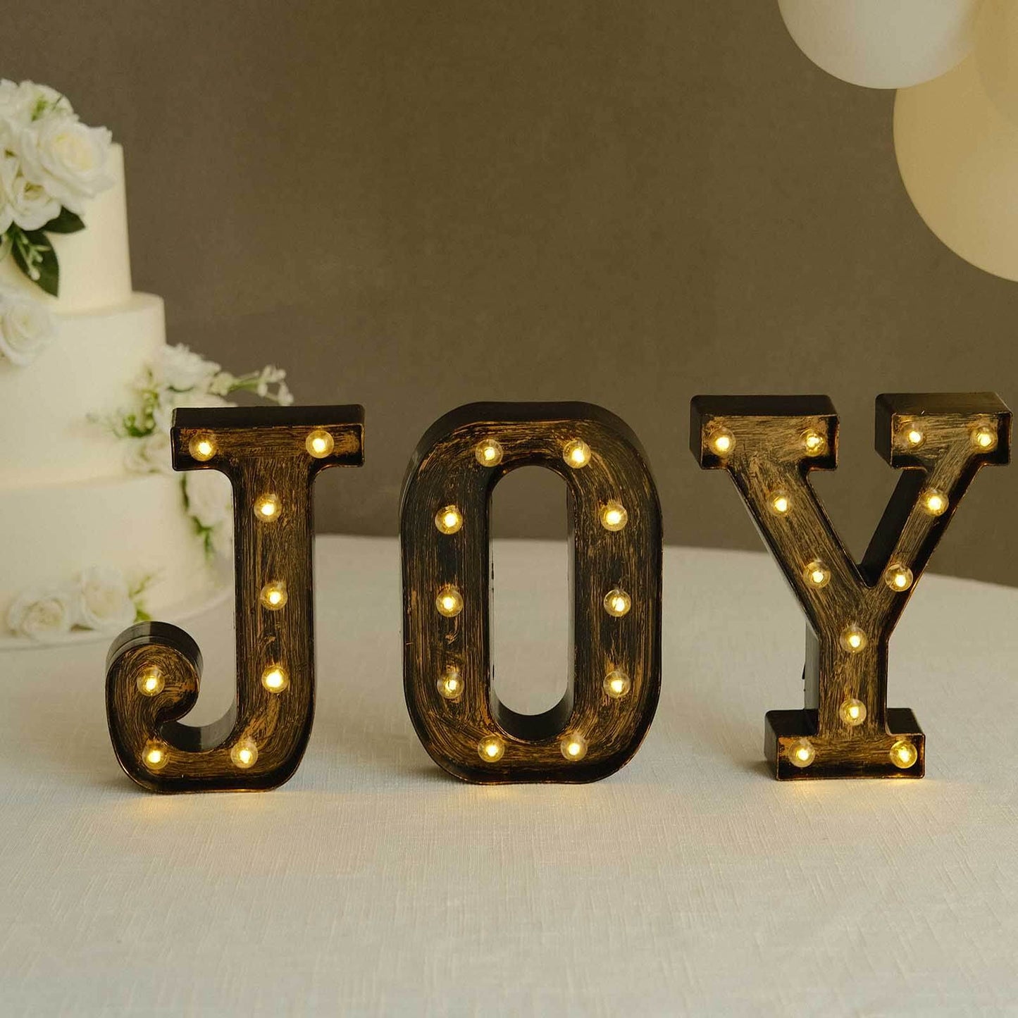 LED Marquee Letter "O" Industrial Style Antique Black - Light-Up Alphabet Sign for Weddings & Displays 9"