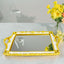 Resin Mirrored Rectangle Serving Tray 15"x10" in White with Gold Baroque Design, Stylish Decorative Vanity Tray Centerpiece