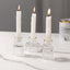 Set of 6 Glass Taper Candle Holders Ribbed Crystal Design with Gold Rim Clear - Reversible Mini Votive Tealight Stands 3"