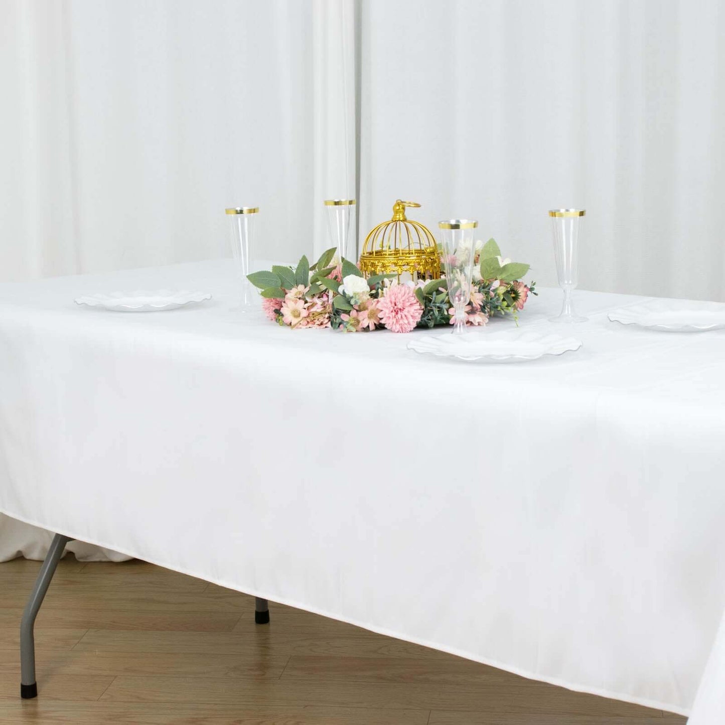 Premium Polyester 54"x96" Rectangle Tablecloth White - Durable 220GSM Stain-Resistant Fabric for Weddings & Events