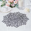 6-Pack Dining Table Mats Floral Design Black - Metallic Vinyl Round Non-Slip Mats for Tables 15"