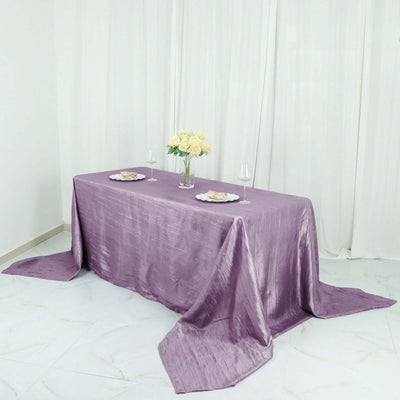 Taffeta 90"x132" Rectangle Tablecloth Violet Amethyst - Seamless Accordion Crinkle Table Cover