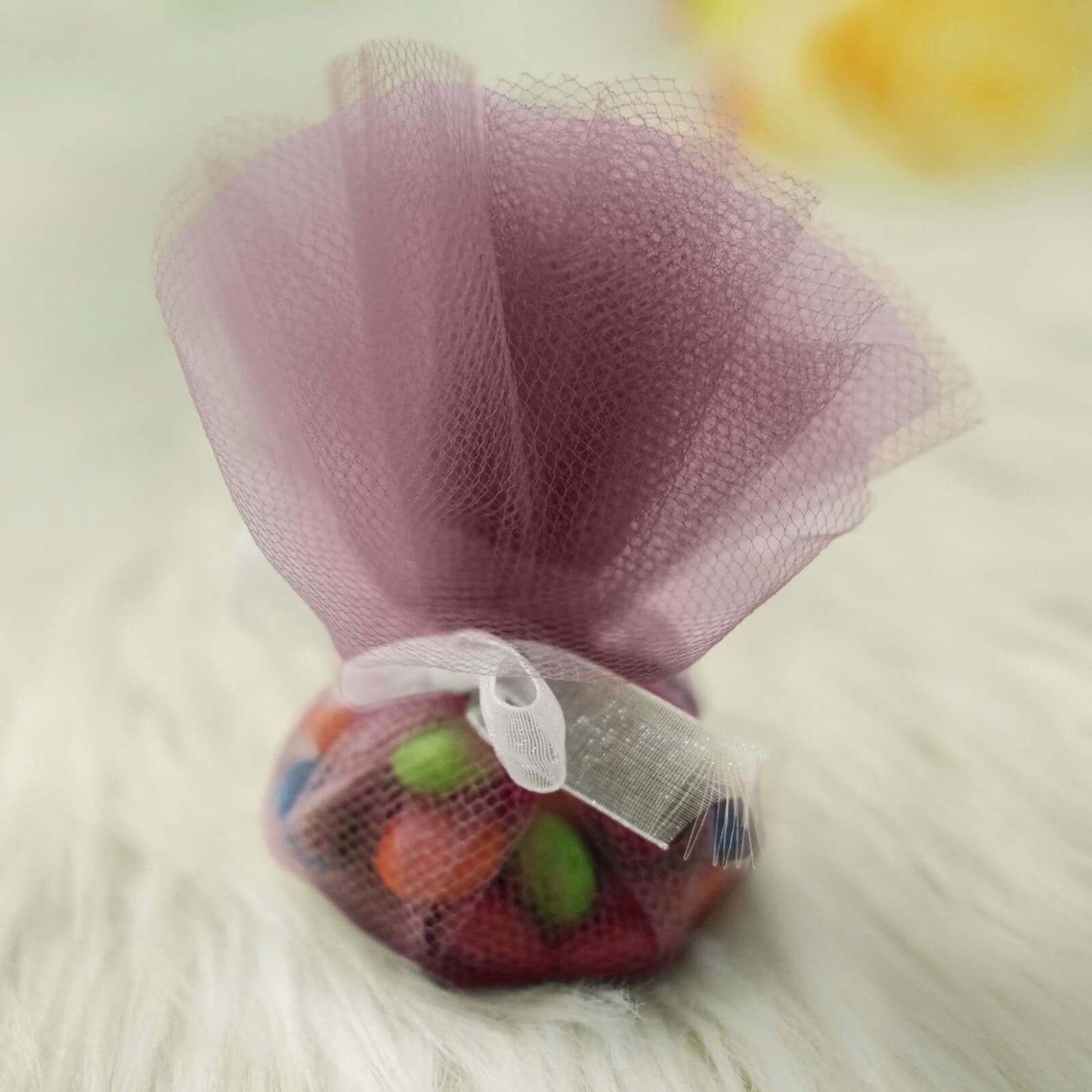 25 Pack 9" Violet Amethyst Sheer Nylon Tulle Circles Favor Wrap Craft Fabric, DIY Candy Favor Wraps