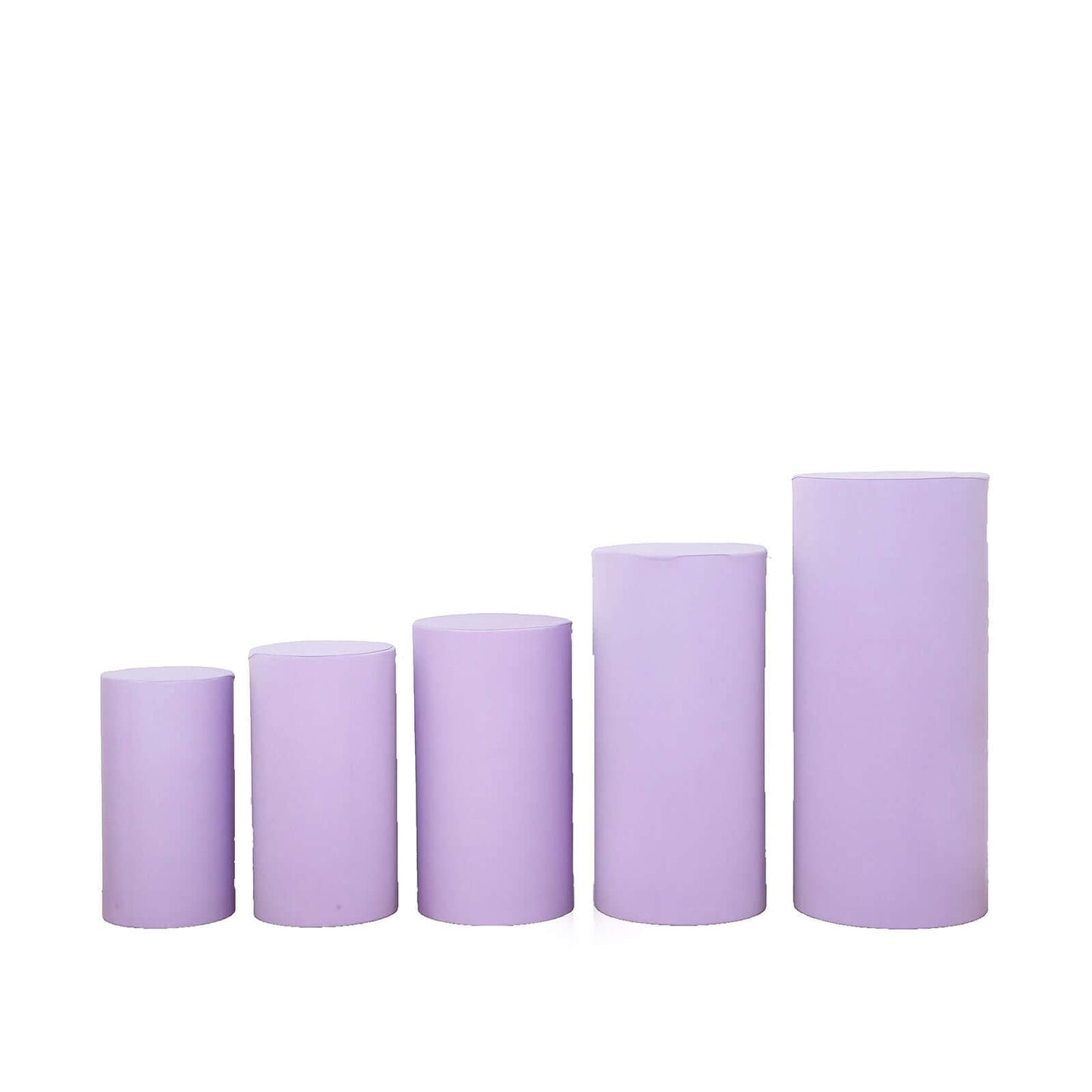 Set of 5 Lavender Lilac Spandex Cylinder Pedestal Stand Covers, Stretchable Pillar Prop Covers - 160 GSM