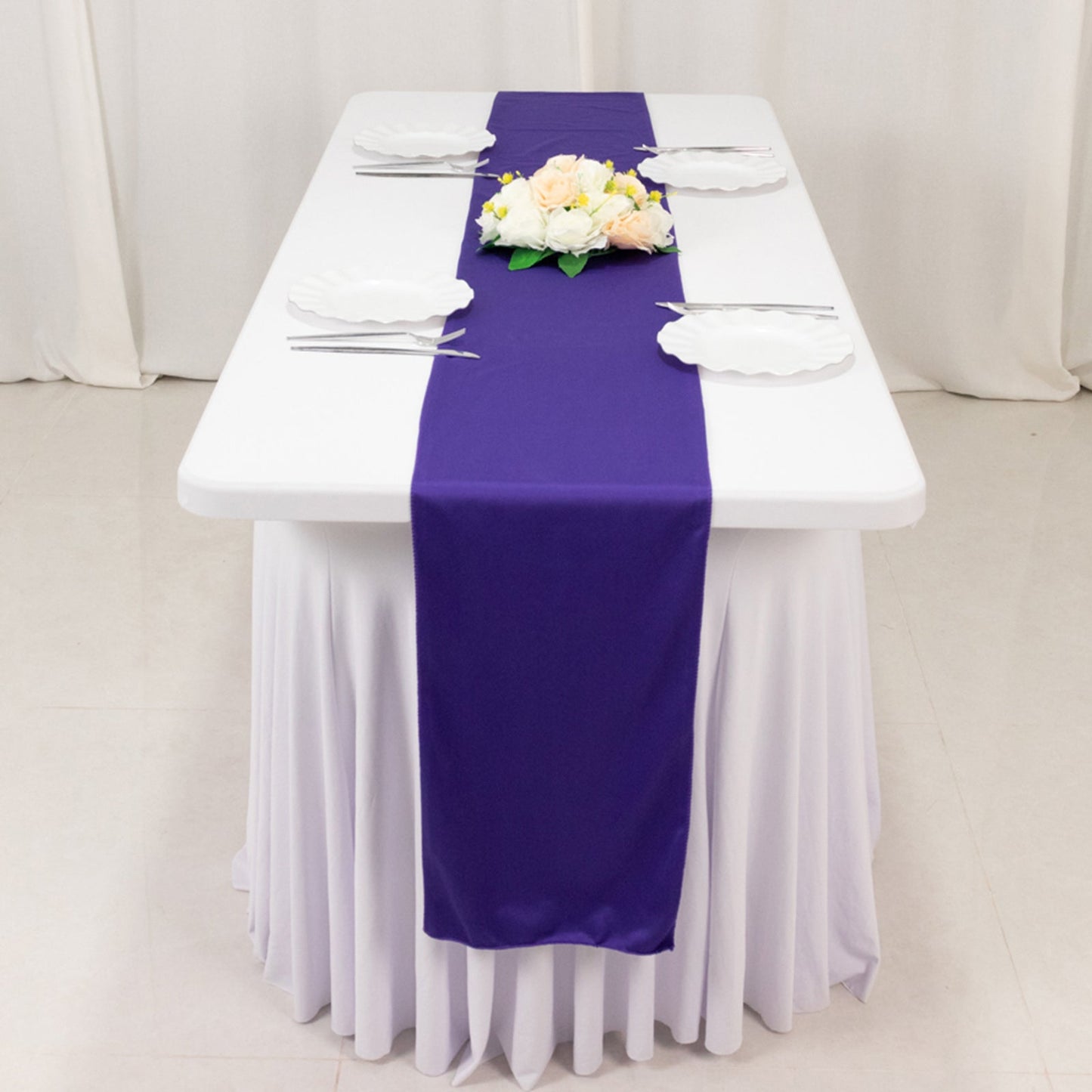 Scuba Polyester 12"x108" Table Runner Purple - Wrinkle-Free Table Linen