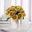 12" Gold Artificial Velvet-Like Fabric Rose Flower Bouquet Bush