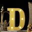 3D Marquee Letter "D" Warm White 6 LED Lights Gold - Chic Light-Up Decor for Events 6"