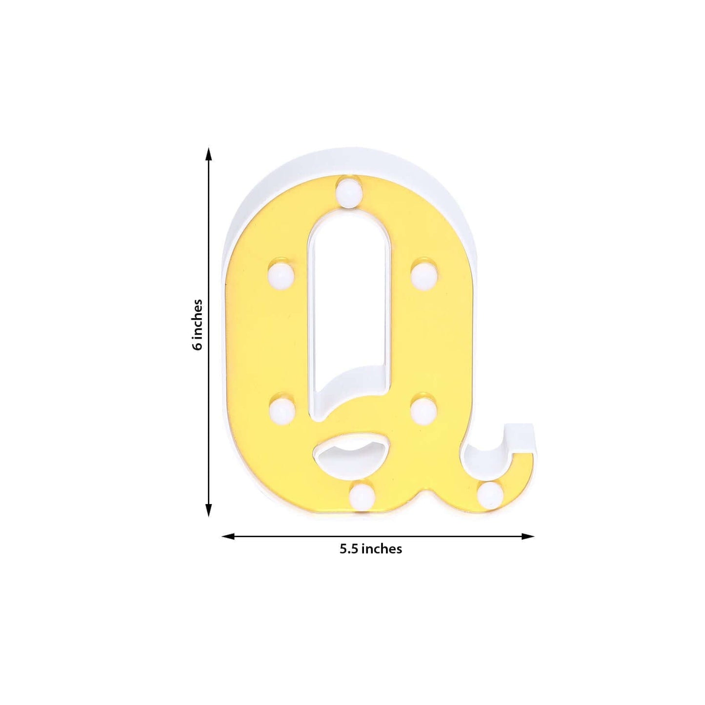 3D Marquee Letter "Q" Warm White 7 LED Lights Gold - Chic Light-Up Decor for Events 6"