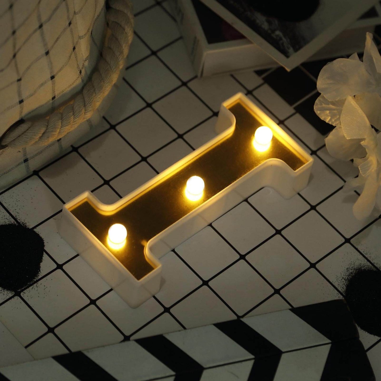 3D Marquee Letter "I" Warm White 3 LED Lights Gold - Chic Light-Up Decor for Events 6"