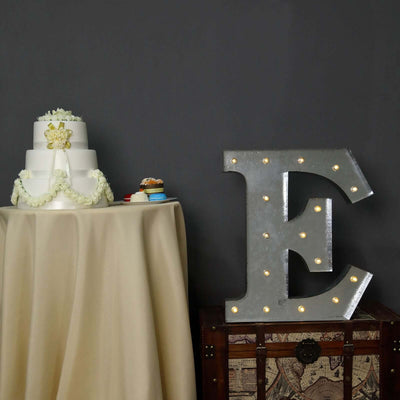 20" Vintage Galvanized Metal Marquee Letter Light Cordless With 16 Warm White LED - E