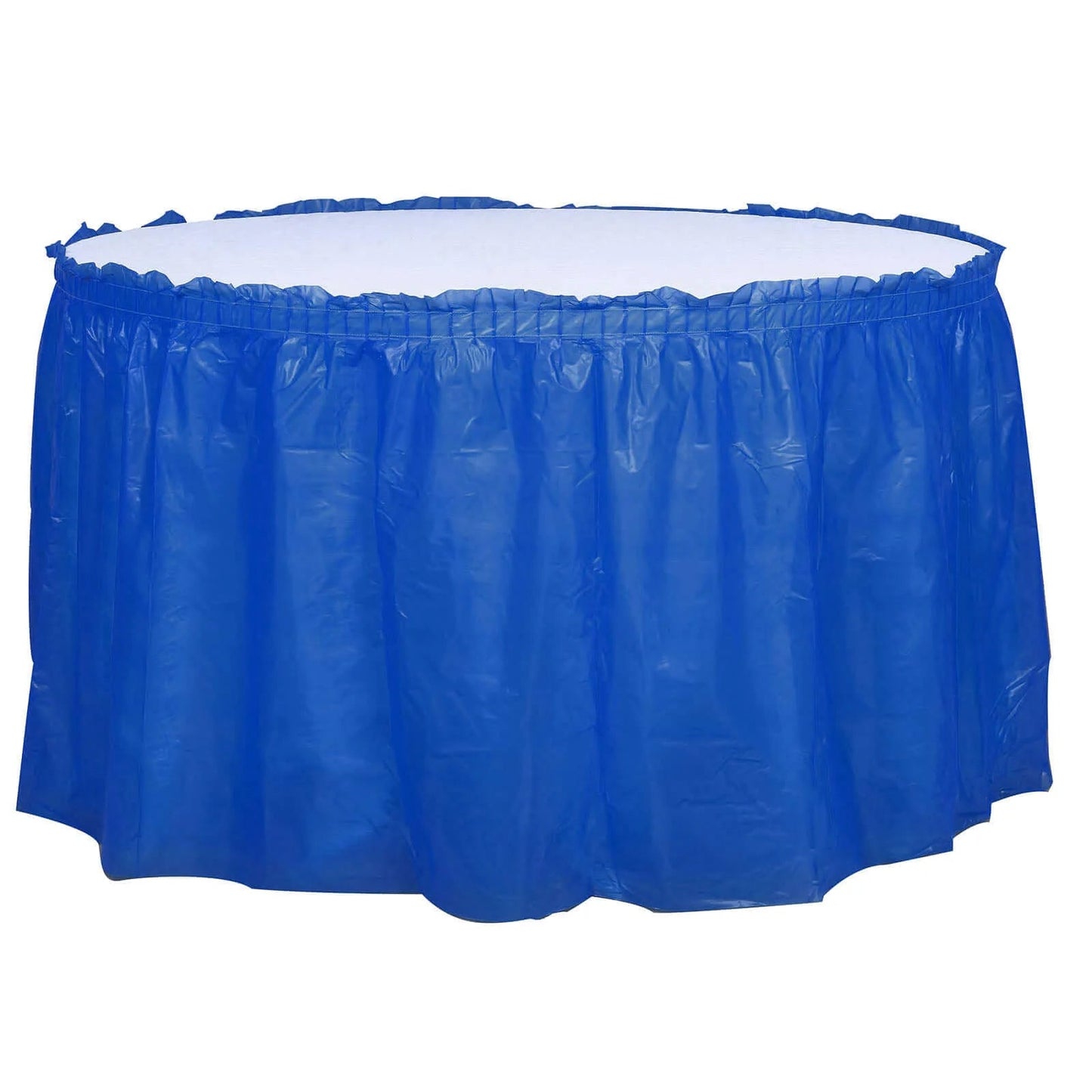 5 Pack Plastic Table Skirts Royal Blue Ruffled - Durable Disposable Skirts for Events 14ft
