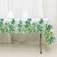 5-Pack Plastic Table Covers White/Green Rectangle with Eucalyptus Leaves Print - Decorative PVC Disposable Tablecloths 54"x108"