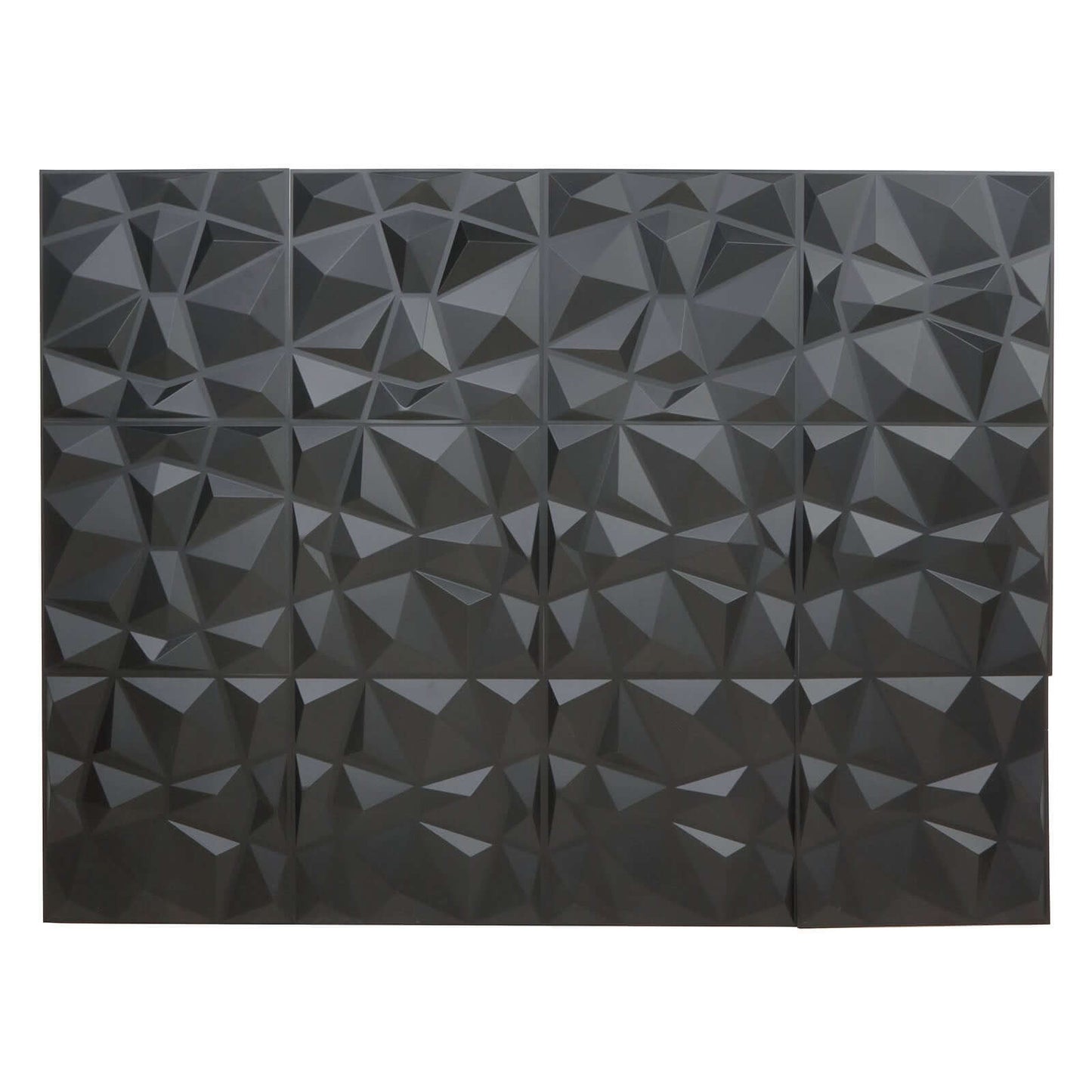 12 Pack 20"x20" Matte Black 3D Texture PVC Diamond Design Wall Tiles, Stick On Waterproof Wall Panels