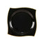 10-Pack Plastic 10" Square Dinner Plates in Black with Gold Wavy Rim Modern - Disposable Party Plates