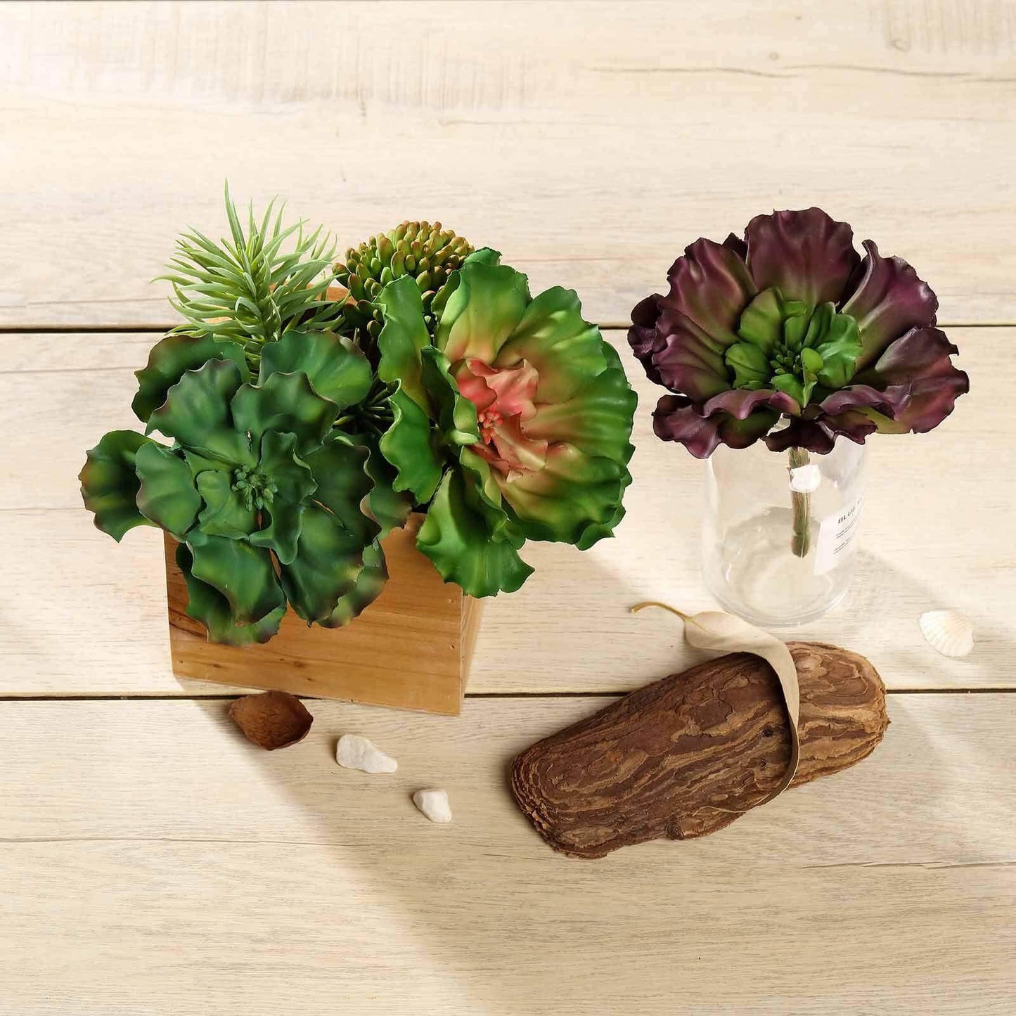 3 Pack 6" Artificial PVC Wavy Kalanchoe Decorative Succulent Plants