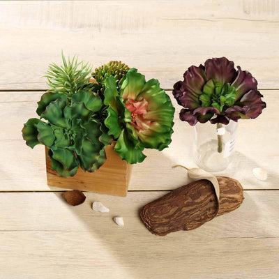 3 Pack 6" Artificial PVC Wavy Kalanchoe Decorative Succulent Plants