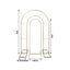 Set of 2 Gold Metal Round Top Chiara Backdrop Stand Wedding Arches, Double Arch Floral Balloon Frame Ceremony Arbors - 6ft,8ft