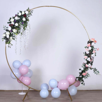 7.5ft Heavy Duty Gold Metal Round Wedding Arch Photo Backdrop Stand