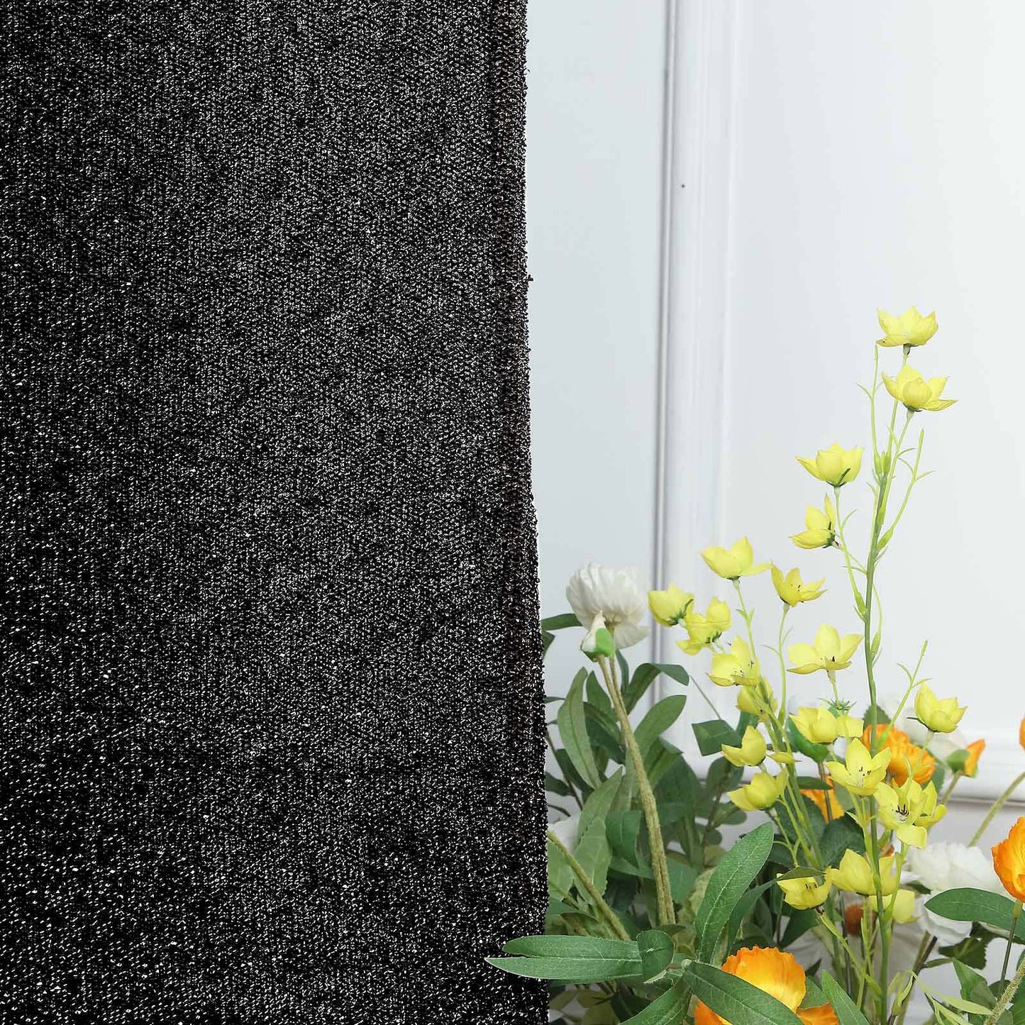 6ft Black Shimmer Tinsel Spandex Chiara Backdrop Stand Cover For Fitted Round Top Wedding Arch