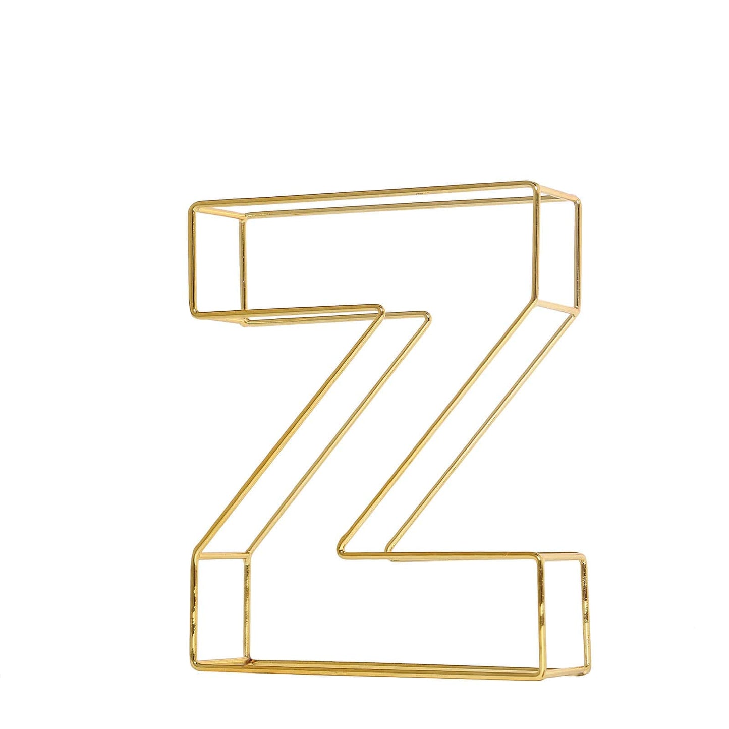 8" Tall Gold Freestanding 3D Decorative Wire Letter, Wedding Centerpiece - Z