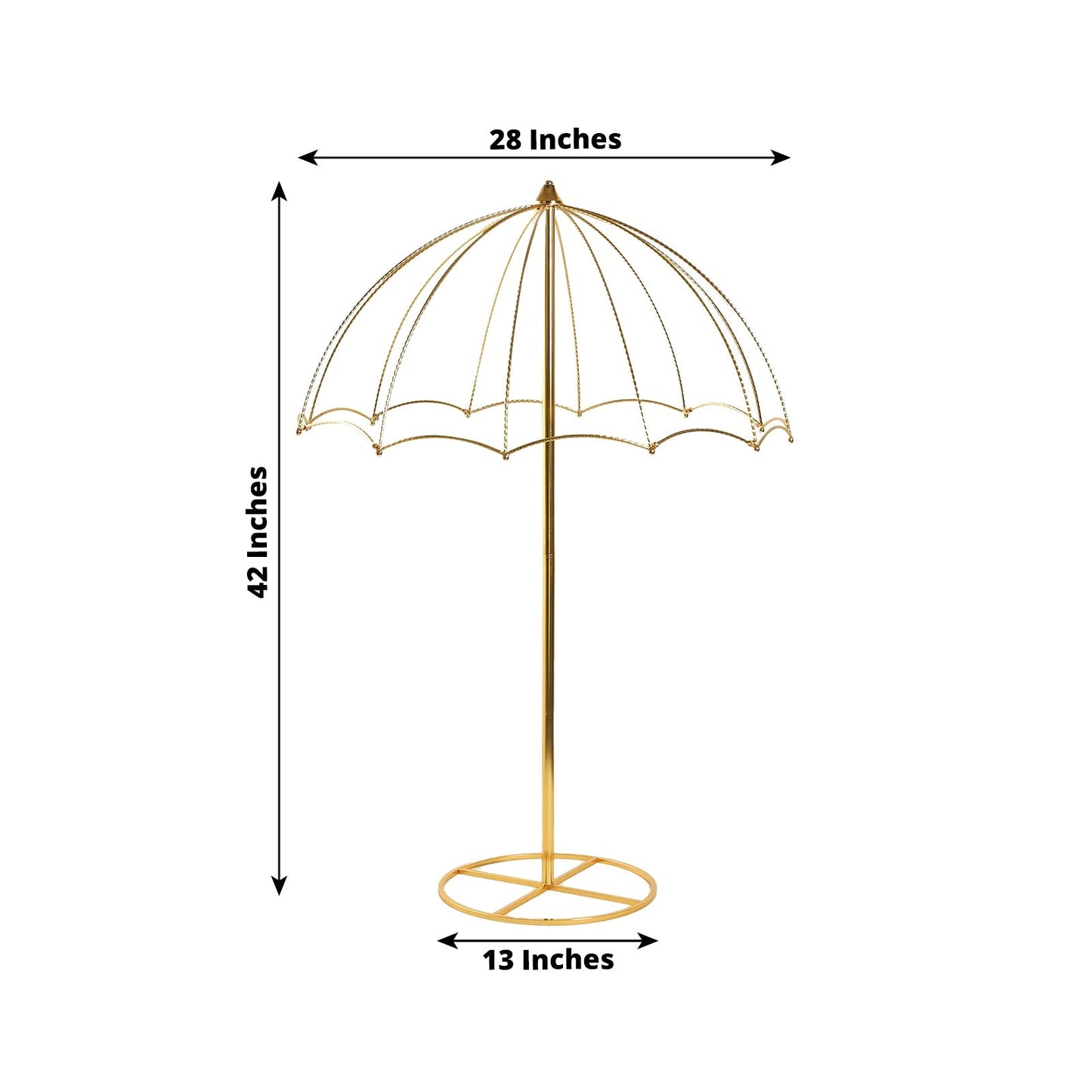 Wedding Centerpiece Umbrella Design Metal Gold - Round Base Floral Frame Stand 42"
