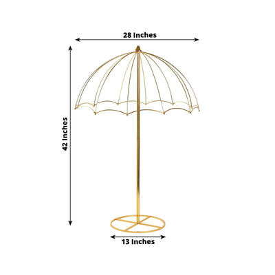 Wedding Centerpiece Umbrella Design Metal Gold - Round Base Floral Frame Stand 42"